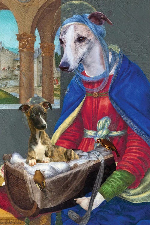 Whippet Madonna And Puppy