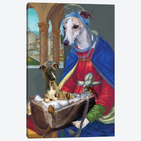 Whippet Madonna And Puppy Canvas Print #NDG2244} by Nobility Dogs Canvas Art