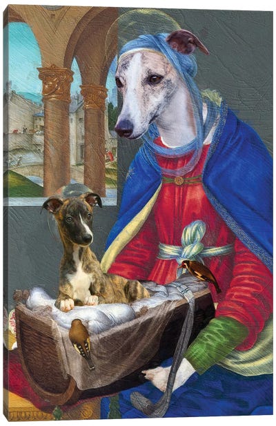 Whippet Madonna And Puppy Canvas Art Print - Nobility Dogs