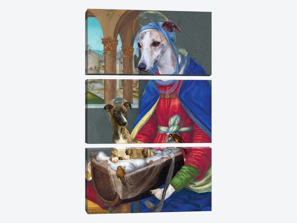 Whippet Madonna And Puppy by Nobility Dogs 3-piece Canvas Art