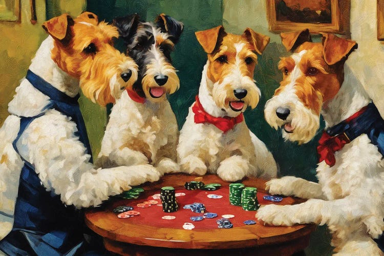 Wire Fox Terrier The Card Players