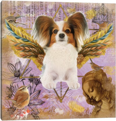 Papillon Dog Angel Da Vinci Canvas Art Print