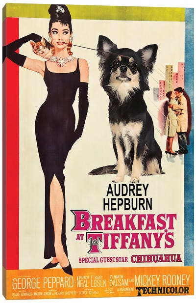 Chihuahua Breakfast At Tiffany Movie Canvas Art Print - Classic Movie Art