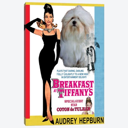 Coton De Tulear Breakfast At Tiffany Movie Canvas Print #NDG233} by Nobility Dogs Canvas Art Print
