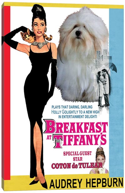 Coton De Tulear Breakfast At Tiffany Movie Canvas Art Print