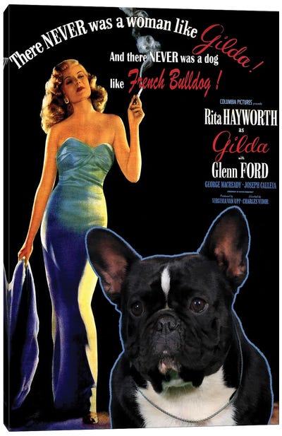 French Bulldog Frenchie Gilda Movie Canvas Art Print - Film-Noir Art