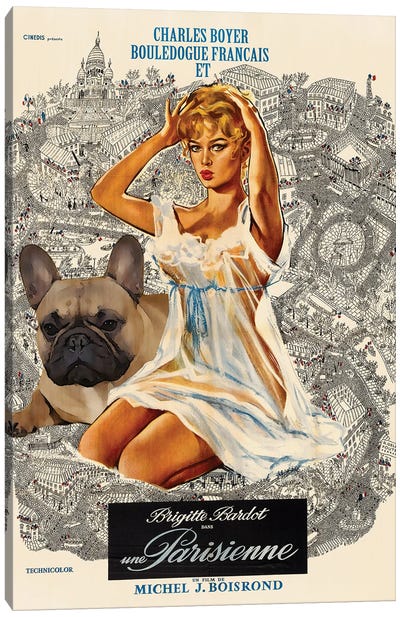 Fawn French Bulldog Una Parigina Canvas Art Print - French Bulldog Art