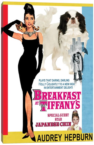 Japanese Chin Breakfast At Tiffany Movie Canvas Art Print - Audrey Hepburn
