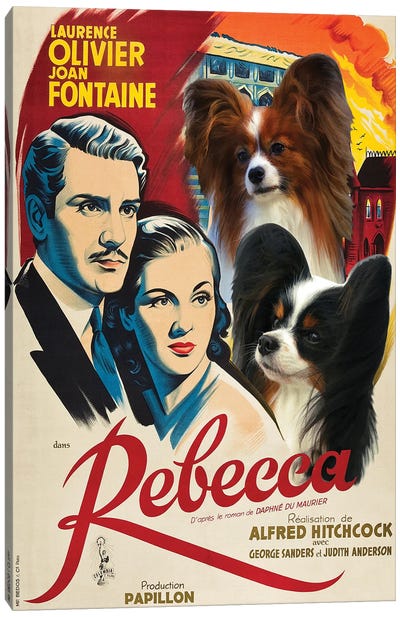 Papillon Dog Rebecca Movie Canvas Art Print - Romance Movie Art