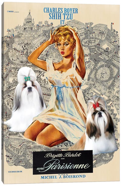 Shih Tzu Una Parisienne Movie Canvas Art Print - Vintage Movie Posters