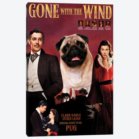 Fawn Pug Gone With The Wind Canvas Print #NDG245} by Nobility Dogs Canvas Print