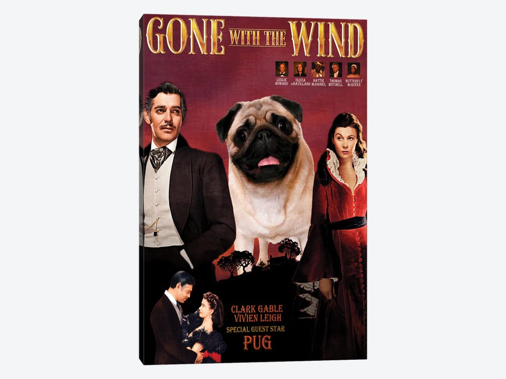 Fawn Pug Gone With The Wind by Nobility Dogs 1-piece Canvas Art