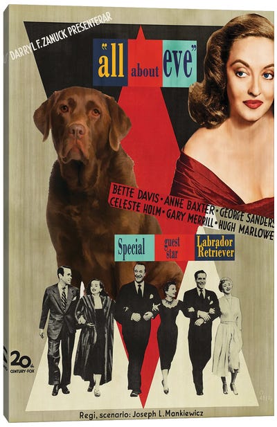 Labrador Retriever All About Eve Movie Canvas Art Print - Golden Age of Hollywood Art