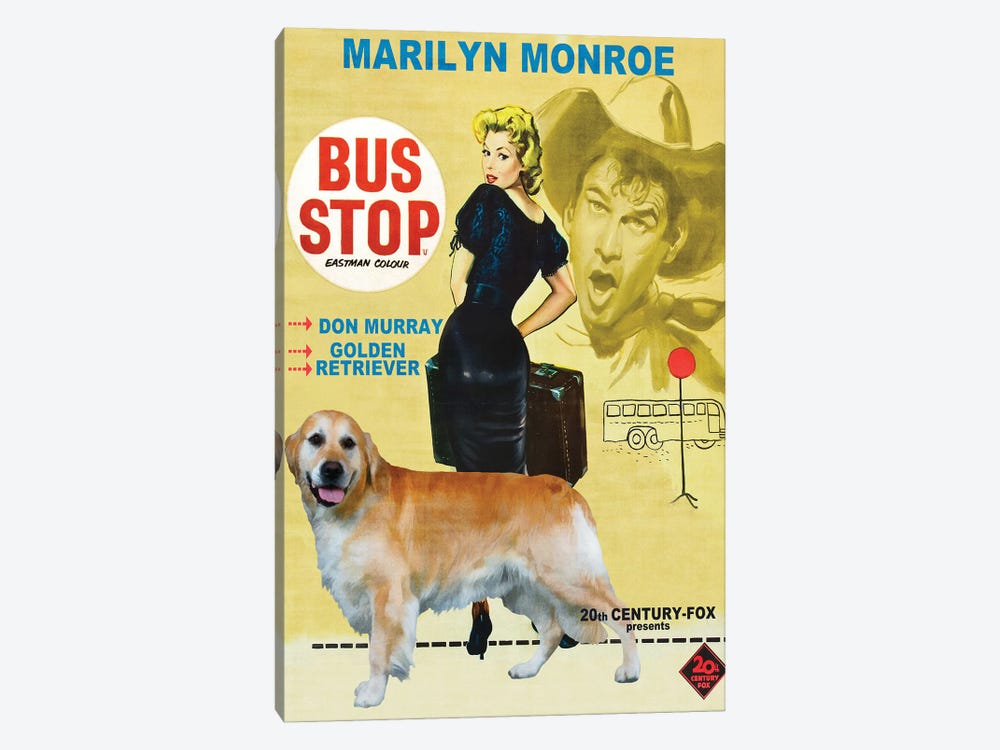 Golden Retriever Bus Stop Movie by Nobility Dogs 1-piece Art Print