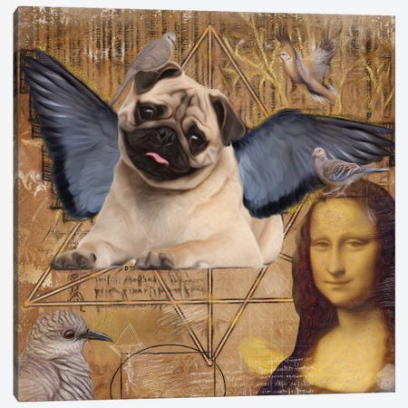 Pug Angel Da Vinci Canvas Print #NDG25} by Nobility Dogs Canvas Art Print
