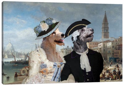 Irish Wolfhound View Of The Punta Della Dogana Canvas Art Print
