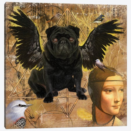 Black Pug Angel Da Vinci Canvas Print #NDG26} by Nobility Dogs Canvas Art Print