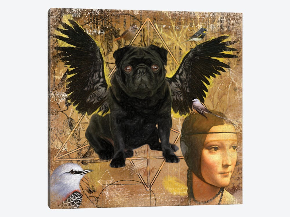 Black Pug Angel Da Vinci by Nobility Dogs 1-piece Canvas Wall Art