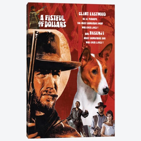 Basenji A Fistful Of Dollar Movie Canvas Print #NDG270} by Nobility Dogs Art Print