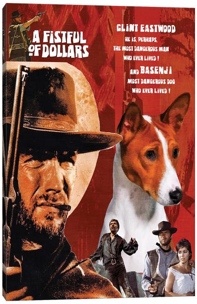 Basenji A Fistful Of Dollar Movie Canvas Art Print - Western Movie Art