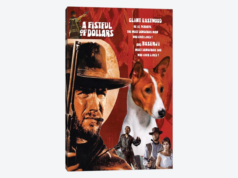 Basenji A Fistful Of Dollar Movie by Nobility Dogs 1-piece Canvas Wall Art