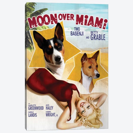 Basenji Moon Over Miami Movie Canvas Print #NDG271} by Nobility Dogs Canvas Print