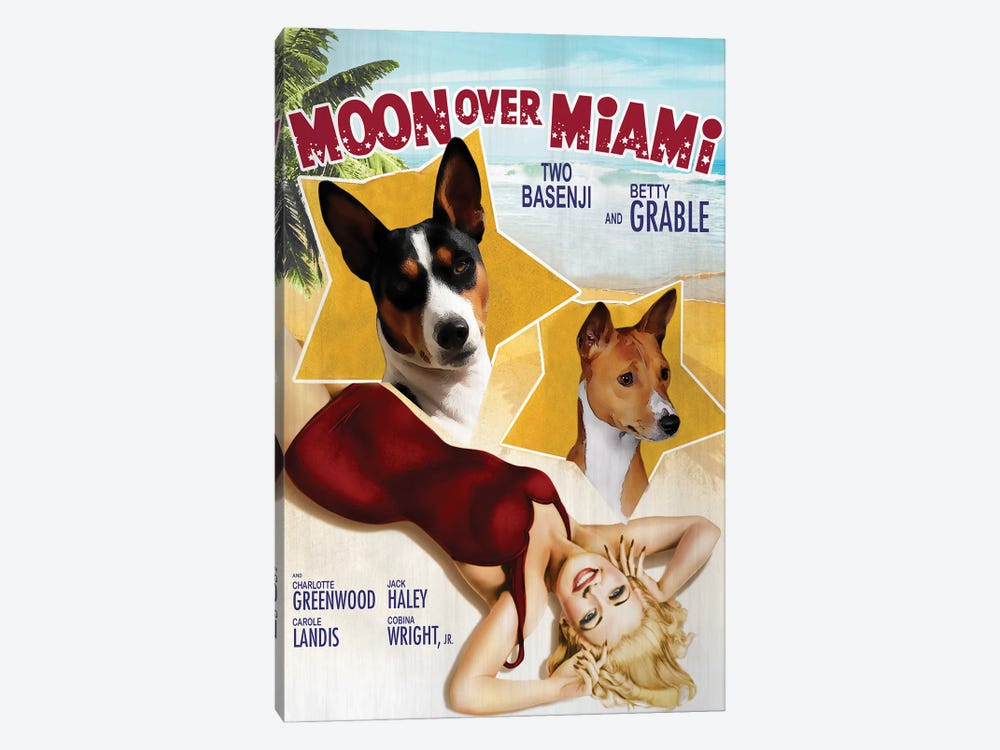 Basenji Moon Over Miami Movie by Nobility Dogs 1-piece Art Print