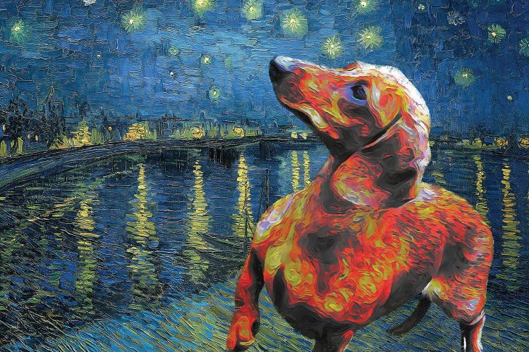 Dachshund Starry Night Over The Rhone