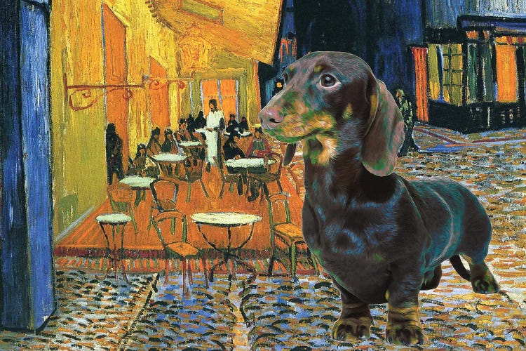 Dachshund Cafe Terrace At Night