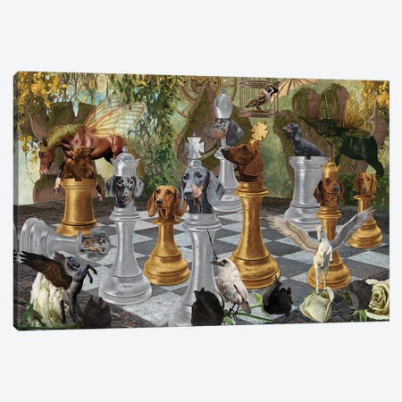 Dachshund Chess Checkmate Canvas Print #NDG292} by Nobility Dogs Canvas Art Print