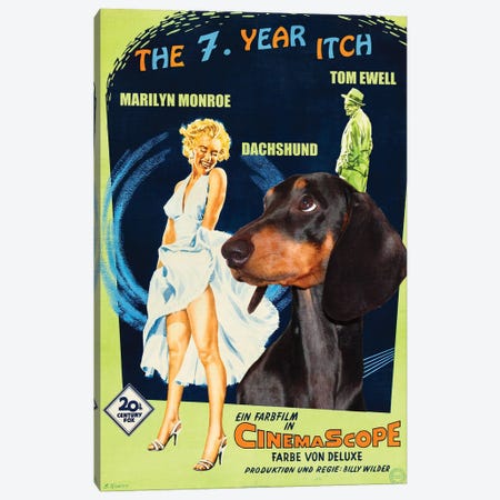 Black Dachshund The Seven Year Itch Canvas Print #NDG295} by Nobility Dogs Canvas Wall Art