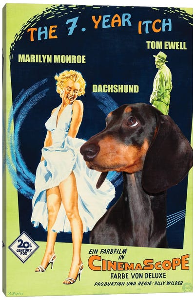 Black Dachshund The Seven Year Itch Canvas Art Print - Vintage Movie Posters