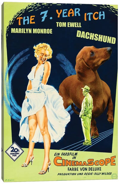 Red Dachshund The Seven Year Itch Canvas Art Print - Vintage Movie Posters