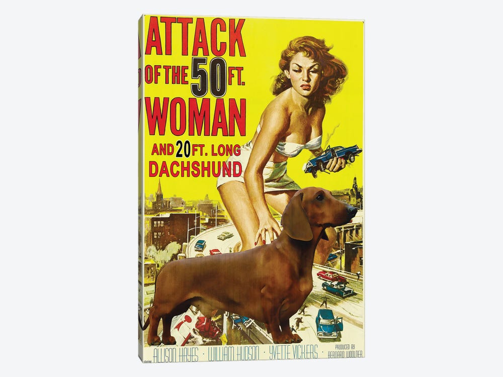 Dachshund Attack Of The 50Ft Woman by Nobility Dogs 1-piece Canvas Artwork