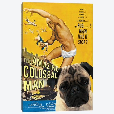 Pug The Amazing Colossal Man Canvas Print #NDG300} by Nobility Dogs Canvas Art Print