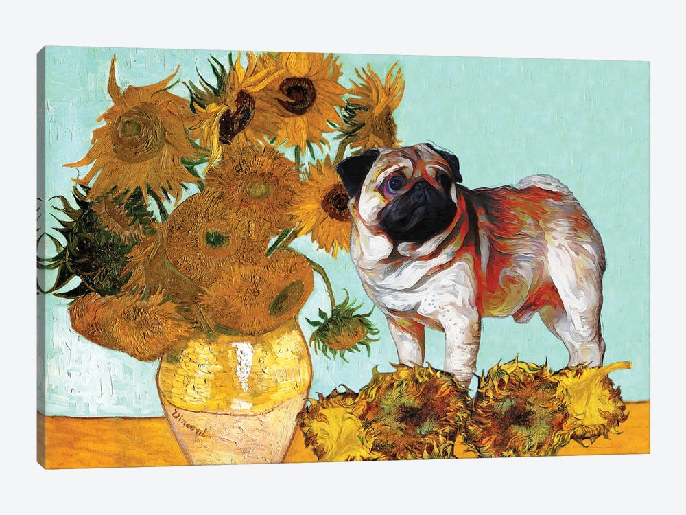 Pug Sunflowers by Nobility Dogs 1-piece Canvas Print