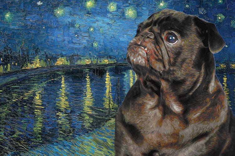 Pug Starry Night Over The Rhone