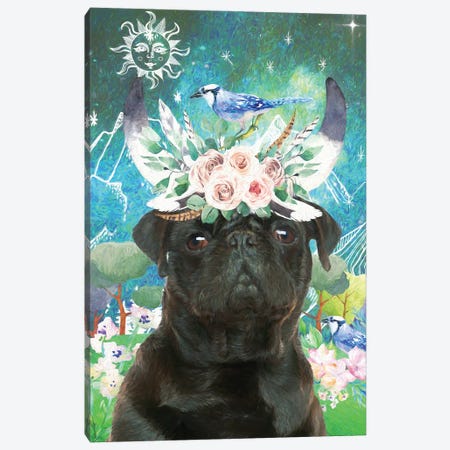 Black Pug Once Upon A Time Canvas Print #NDG303} by Nobility Dogs Canvas Art Print