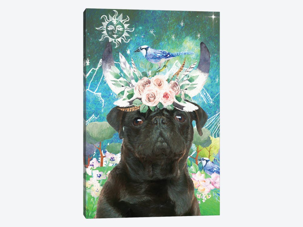 Black Pug Once Upon A Time by Nobility Dogs 1-piece Canvas Art Print