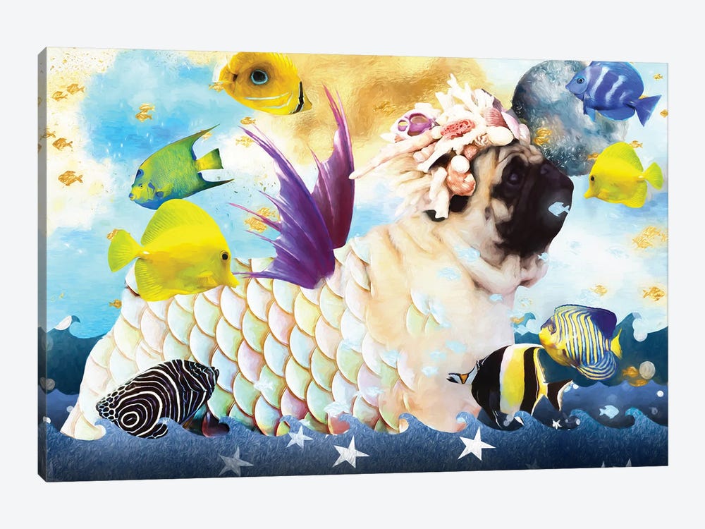 Pug Mermaid by Nobility Dogs 1-piece Canvas Wall Art