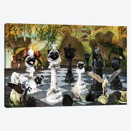 Pug Chess Checkmate Canvas Print #NDG307} by Nobility Dogs Canvas Art