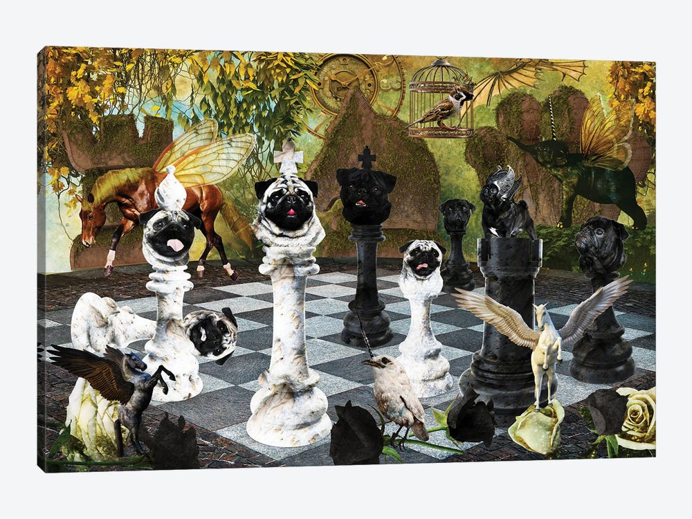 Pug Chess Checkmate by Nobility Dogs 1-piece Canvas Art Print