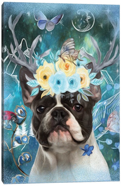 Pied French Bulldog Once Upon A Time Canvas Art Print - Antler Art