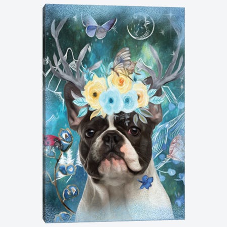 Pied French Bulldog Once Upon A Time Canvas Print #NDG311} by Nobility Dogs Canvas Art