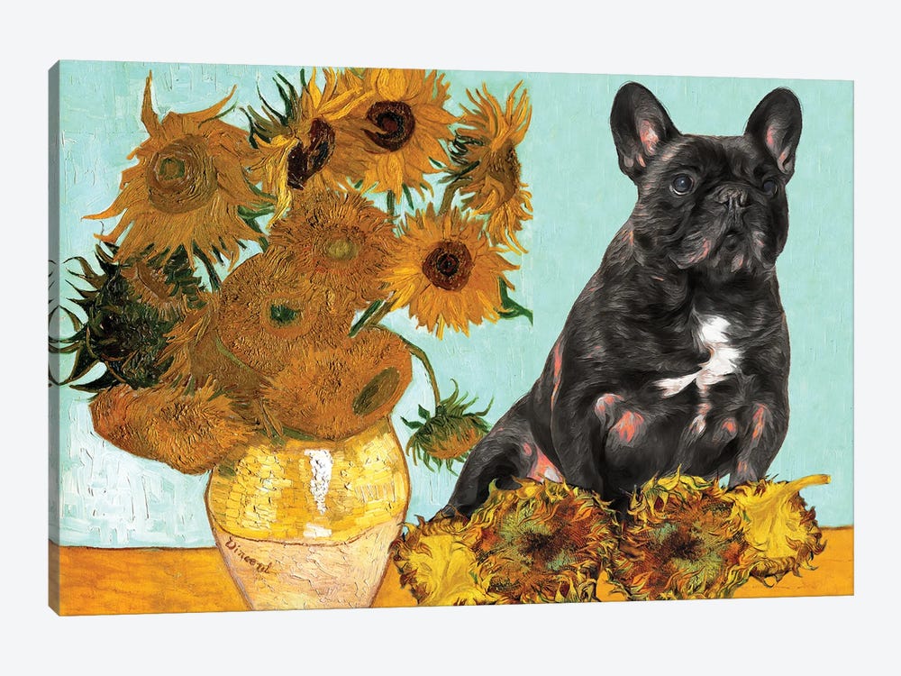 French Bulldog Frenchie Sunflowers by Nobility Dogs 1-piece Art Print
