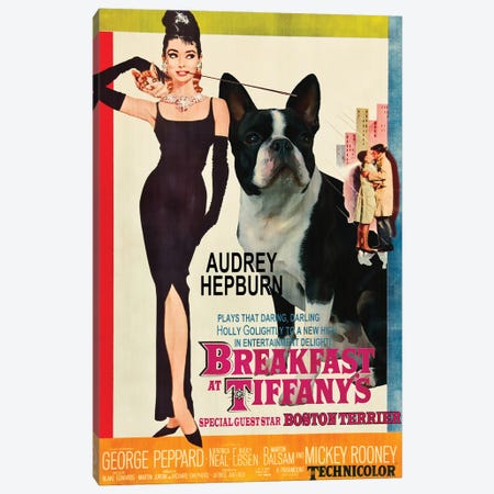 Boston Terrier Breakfast At Tiffany Canvas Print #NDG321} by Nobility Dogs Canvas Print