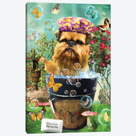 Brussels Griffon Wash Your Paws Canvas Print #NDG329} by Nobility Dogs Art Print