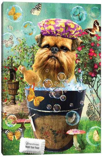 Brussels Griffon Wash Your Paws Canvas Art Print - Duck Art