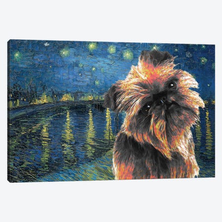 Brussels Griffon Starry Night Over The Rhone Canvas Print #NDG331} by Nobility Dogs Canvas Art