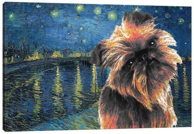 Brussels Griffon Starry Night Over The Rhone Canvas Art Print - Nobility Dogs